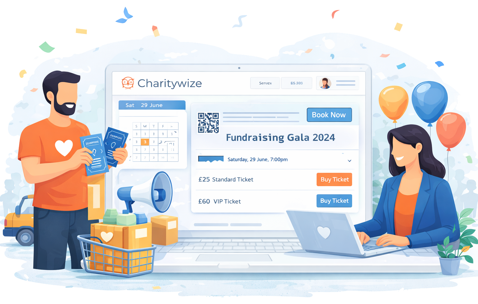 Charity event booking and ticket registration page